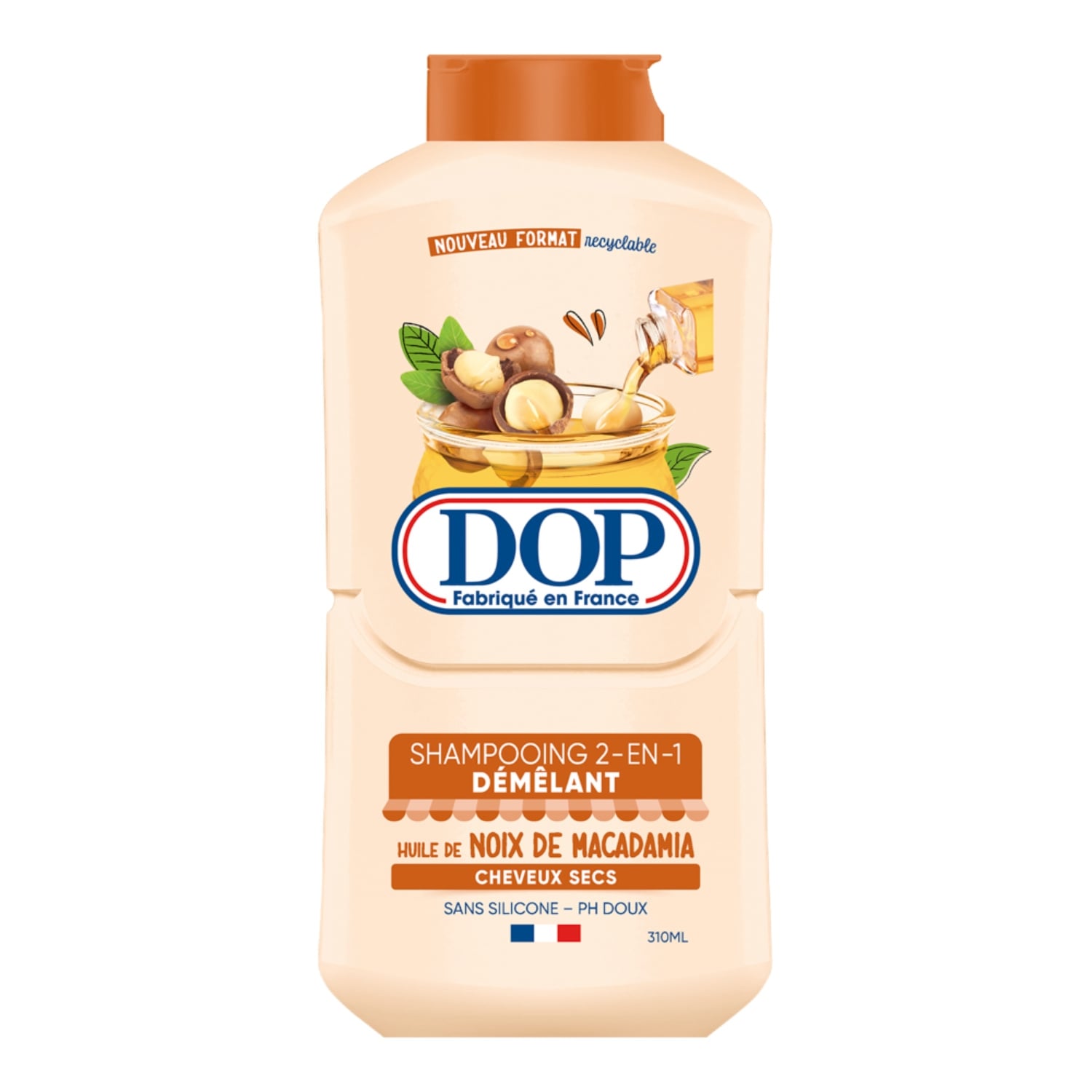 Shampoing 2en1 Démêlant pour Cheveux secs Huile De Macadamia DOP 
