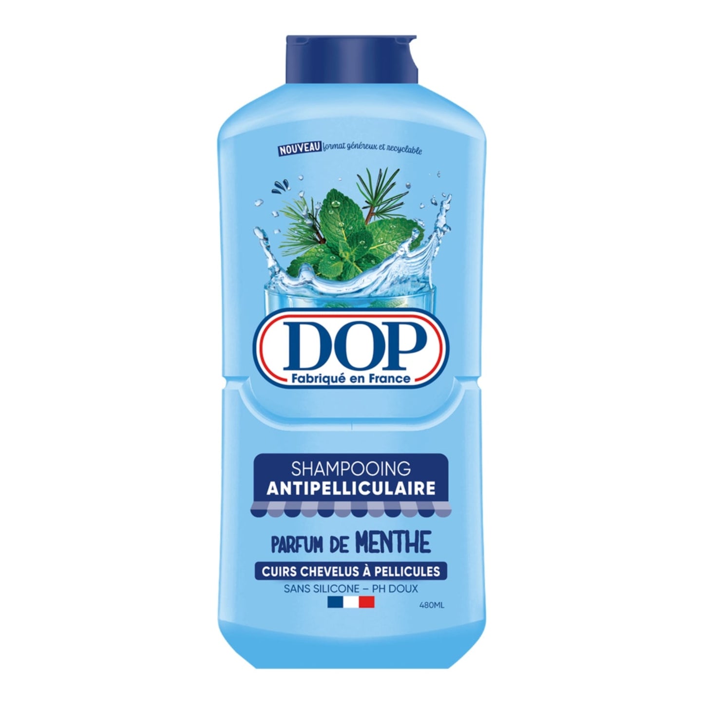 Shampoing Antipelliculaire pour Cheveux à pellicules Menthe Sans silicone pH Doux DOP 