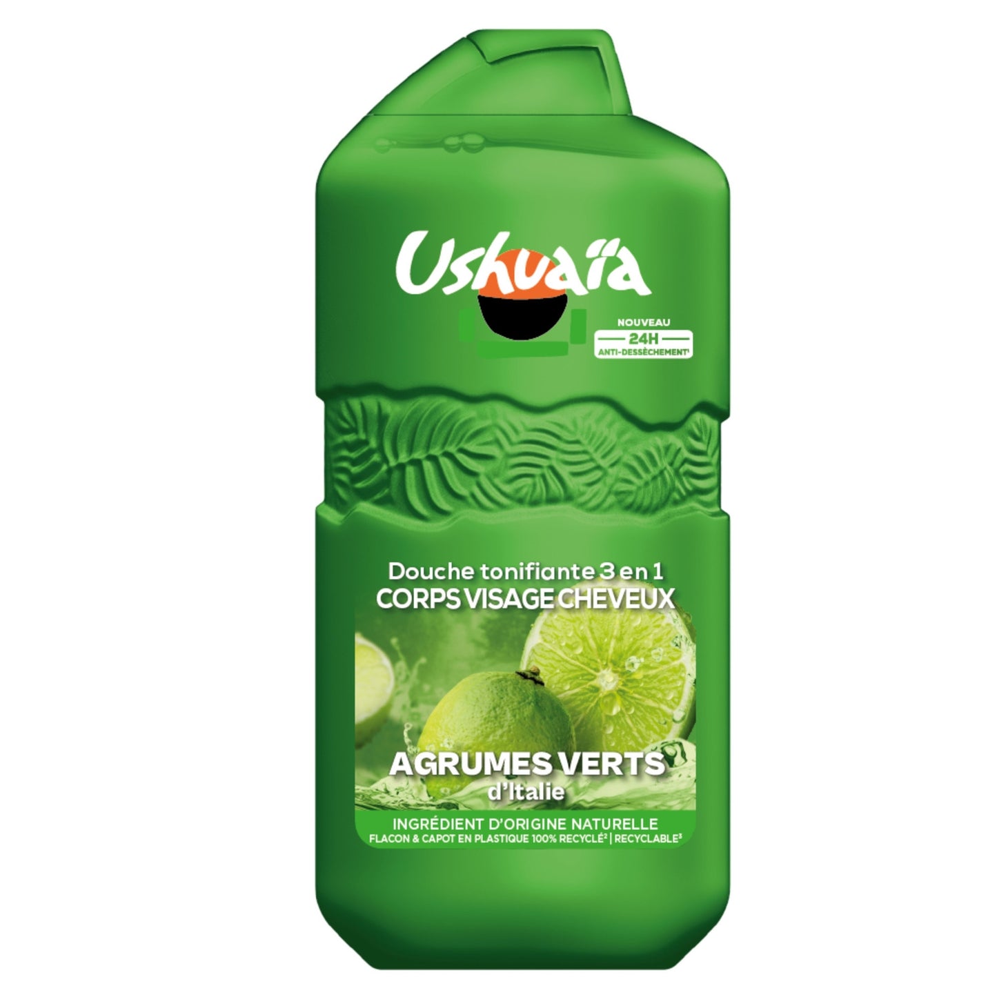 Gel douche Tonifiante 3 en 1 Corps Visage Cheveux Agrumes Verts d'Italie 24h Anti-Dessèchement USHUAIA 