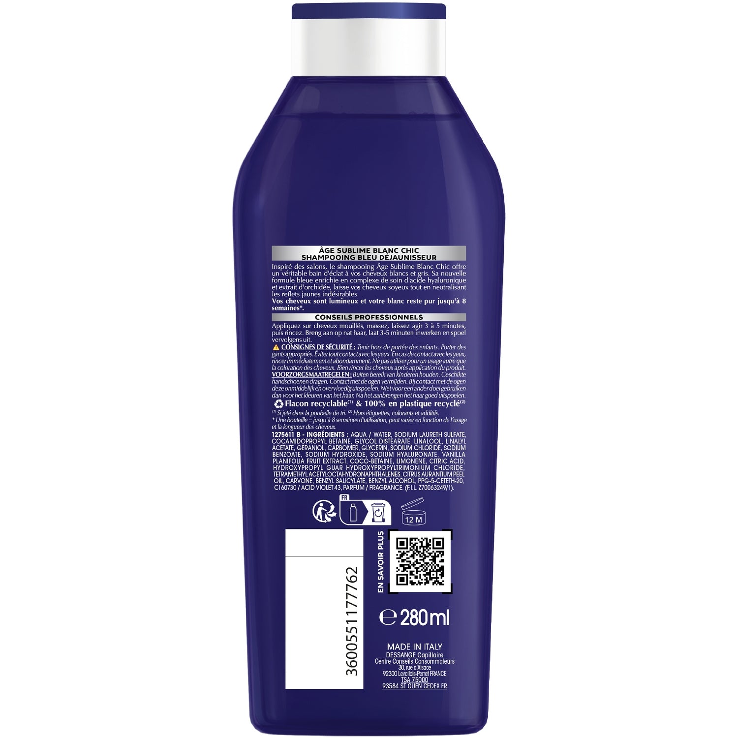 Shampoing Déjaunisseur pour Cheveux blancs Blanc Chic DESSANGE 