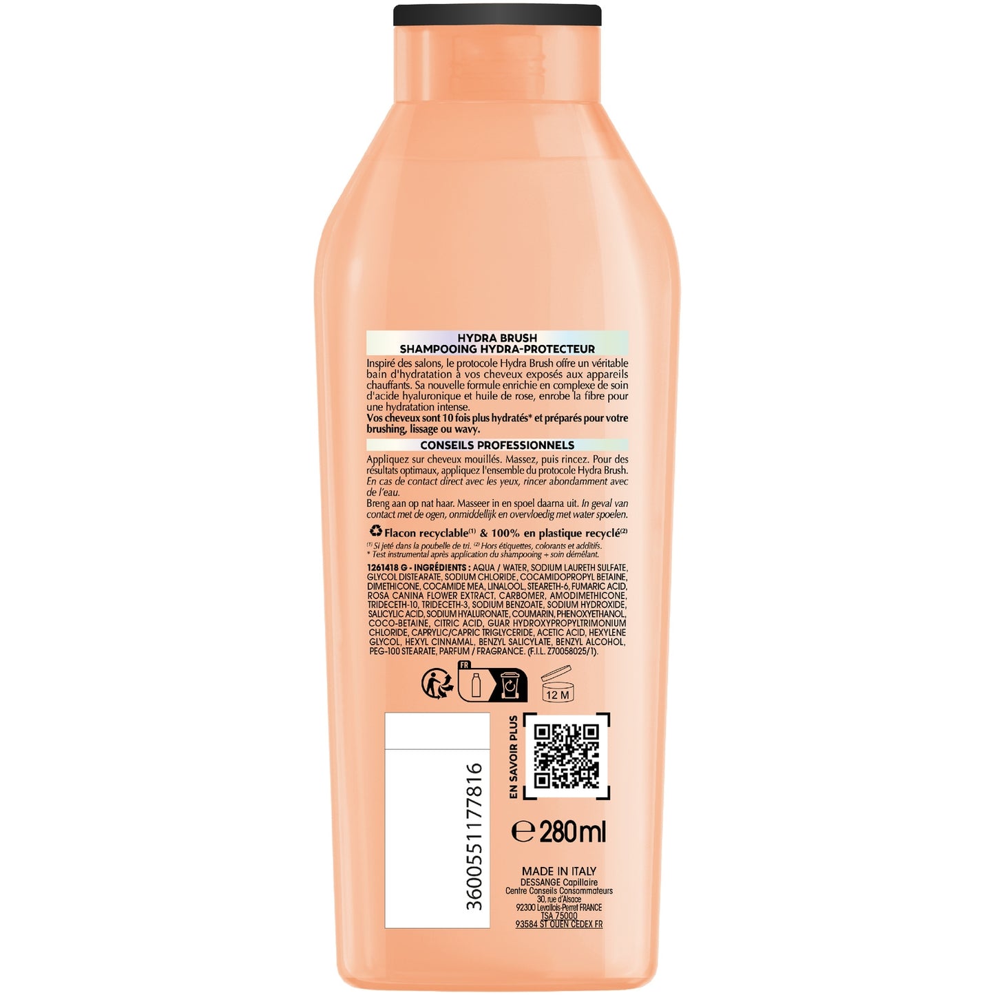 Shampoing Hydratant pour Cheveux exposés aux appareils chauffants Hydra Brush DESSANGE 