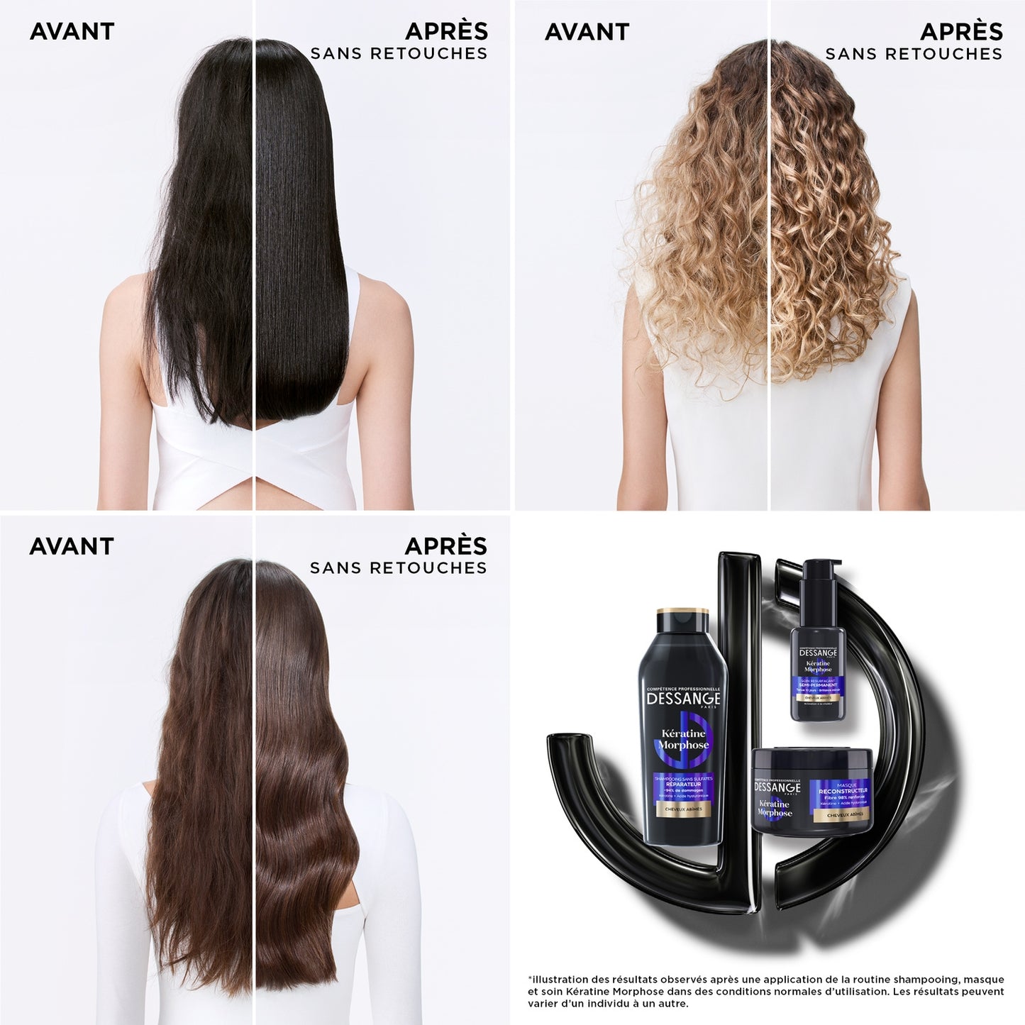 Shampoing Réparateur pour Cheveux abîmés Kératine Morphose DESSANGE 