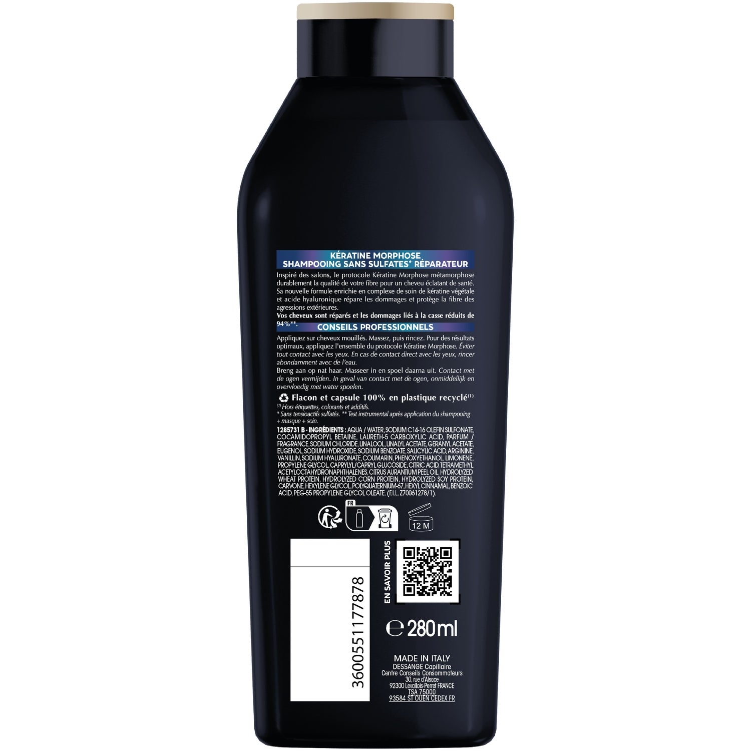 Shampoing Réparateur pour Cheveux abîmés Kératine Morphose DESSANGE 