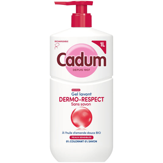 Gel Lavant Dermo-Respect à l'Huile d'Amande Douce Bio pour Peaux Sensibles CADUM 