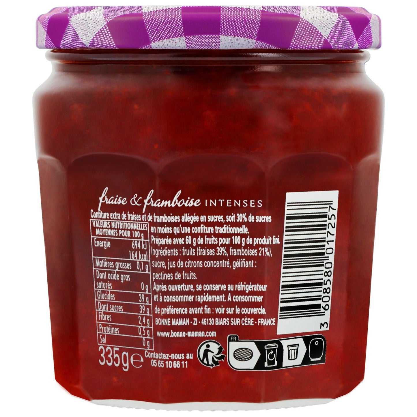 BONNE MAMAN Intense Strawberry Raspberry Jam
