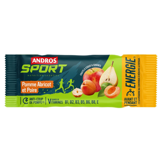 Barre Dietetique Sport Pomme Abricot Poire ANDROS la barre de 40g