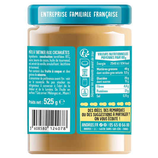 Beurre de Cacahuètes Crémeux ANDROS BE NUTS 