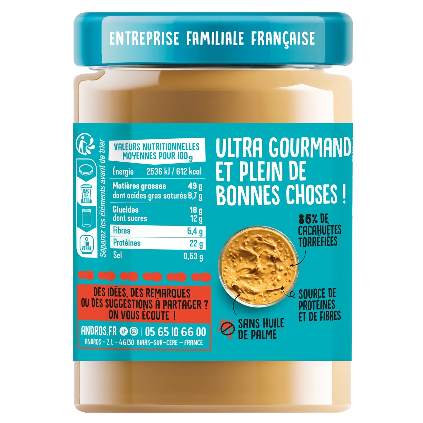 Pâte à Tartiner Cacahuète Croquant ANDROS BE NUTS 