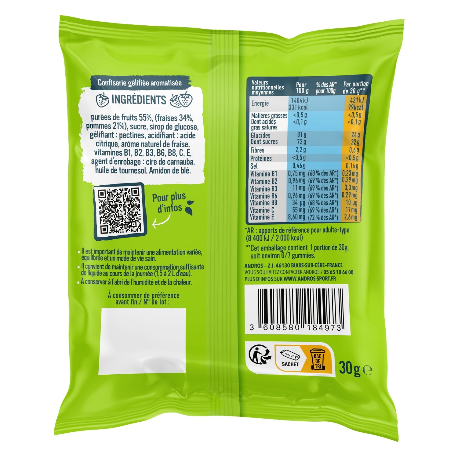 Gummies boost goût fraise ANDROS SPORT 