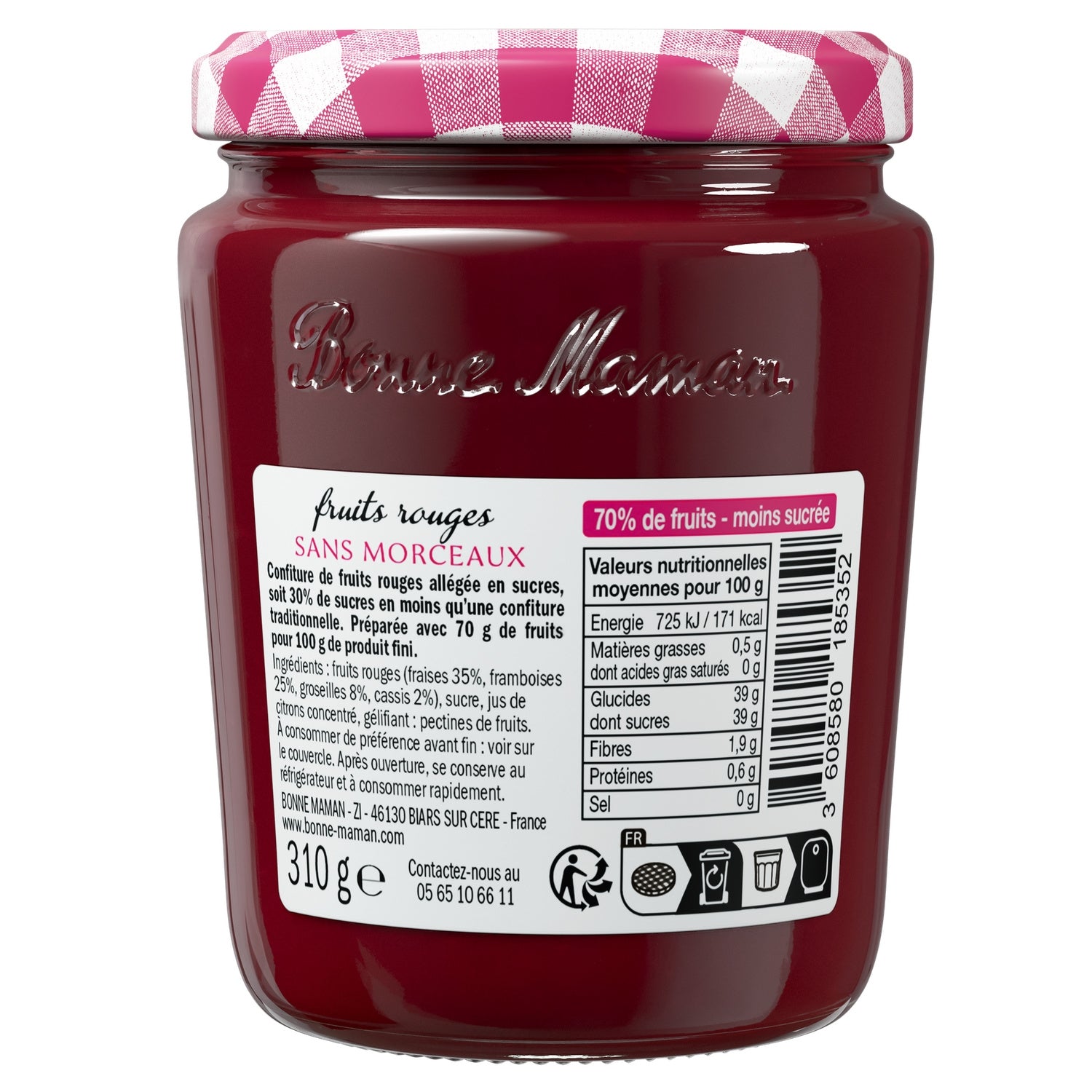 Confiture Sans Morceaux Fruits Rouges BONNE MAMAN 