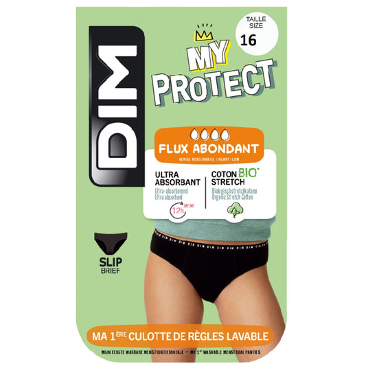 Culotte Menstruelle Taille 16 Ans Flux Abondant Noire Lavable Coton Bio DIM la culotte