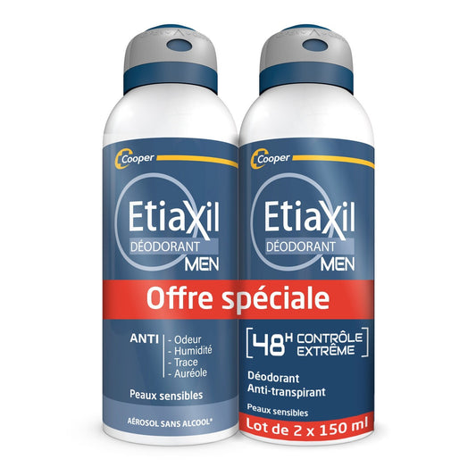 Déodorant Homme ETIAXIL le lot de 2 sprays