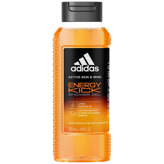 Gel Douche Homme Corps Cheveux Energy Kick Active Skin Mind Huile Essentielle de Citron ADIDAS le flacon de 250mL