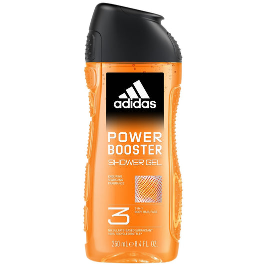 Gel Douche Homme Corps Cheveux Visage Power Booster 3 en 1 ADIDAS le flacon de 250mL