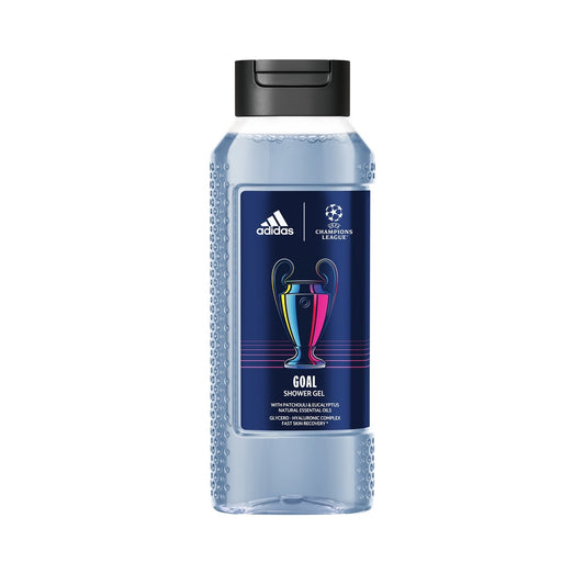 Gel Douche Homme Corps et Cheveux Patchouli Eucalyptus Goal Ligue des Champions ADIDAS le flacon de 250mL