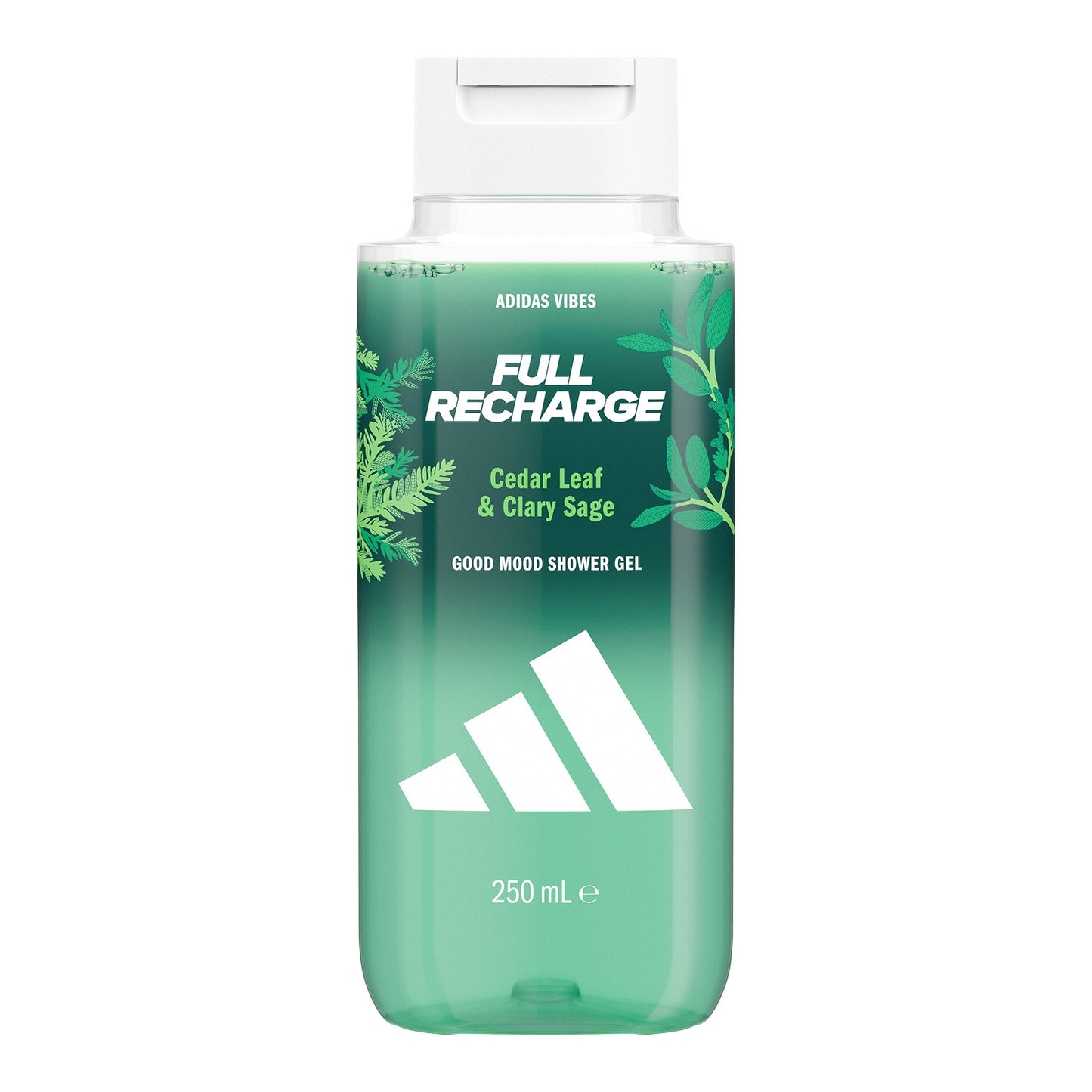 Gel douche Homme Corps Feuille de Cèdre Sauge Sclarée Full Recharge Good Mood Vibes ADIDAS 