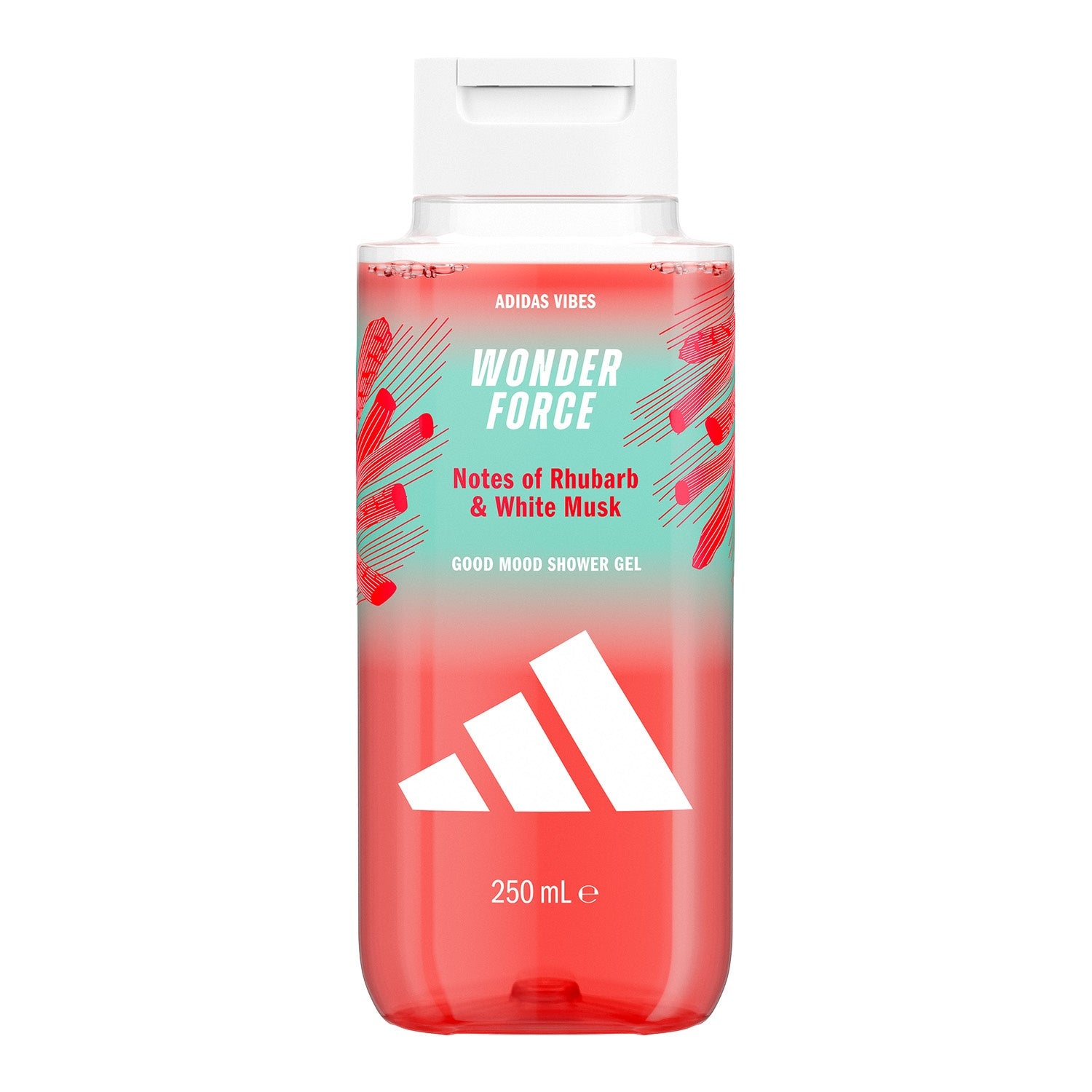 Gel douche Homme Corps Rhubarbe et Musc Blanc Bonne Humeur Wonder Force Vibes ADIDAS 