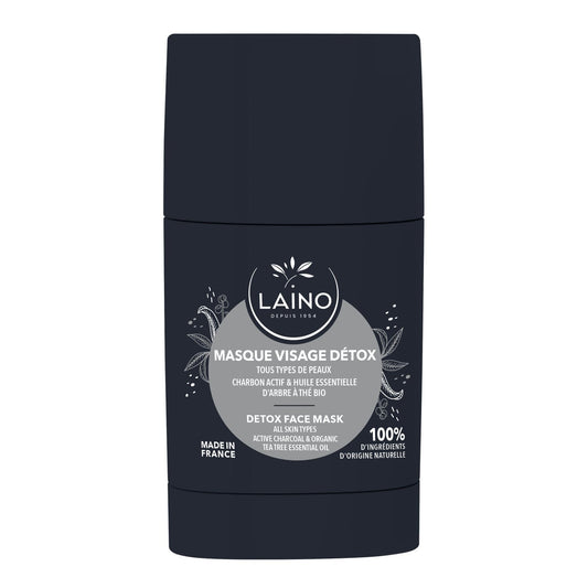 Masque Visage Purifie Détoxifie Absorbant l'Excès de Sébum Charbon Actif Huile Essentielle d'Arbre à Thé Bio LAINO le masque visage