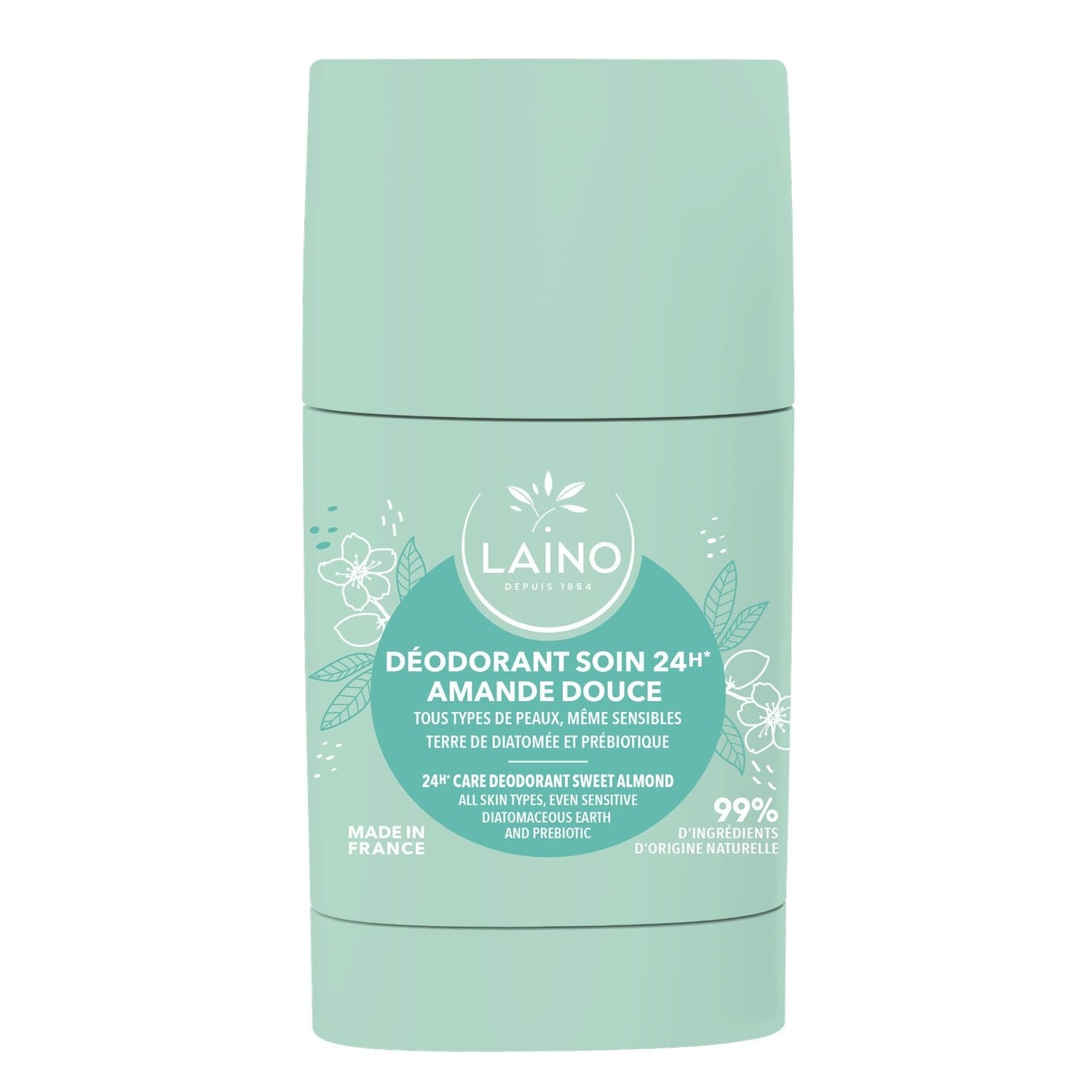 Déodorant Solide Femme Peau Sensible Efficacité 24h Amande Douce LAINO le pot de 60g