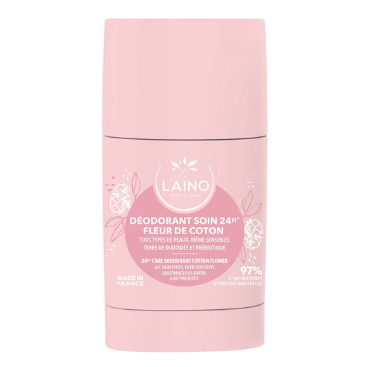 Déodorant Solide Femme Peau Sensible 24h Fleur de Coton Bio LAINO le pot de 60g