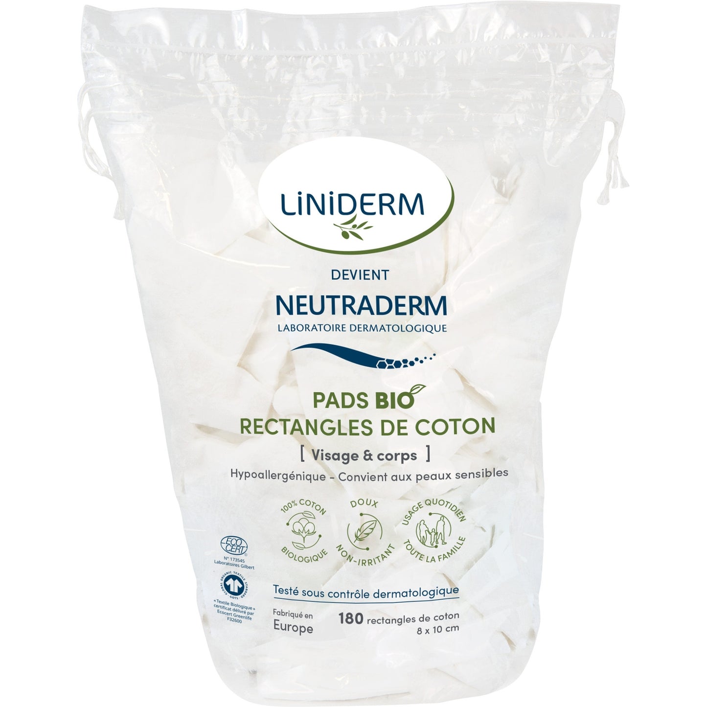 Pads Rectangle de Coton Bio NEUTRADERM BABY 