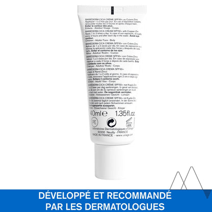 Crème Protège Isole Apaise et Assainit Les Peaux Fragilisées Et Irritées Très Haute Protection 50+ Cica-Crème Au Cuivre-Zinc Bariéderm URIAGE 