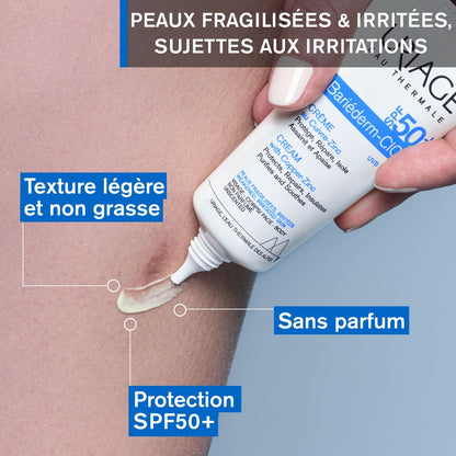 Crème Protège Isole Apaise et Assainit Les Peaux Fragilisées Et Irritées Très Haute Protection 50+ Cica-Crème Au Cuivre-Zinc Bariéderm URIAGE 
