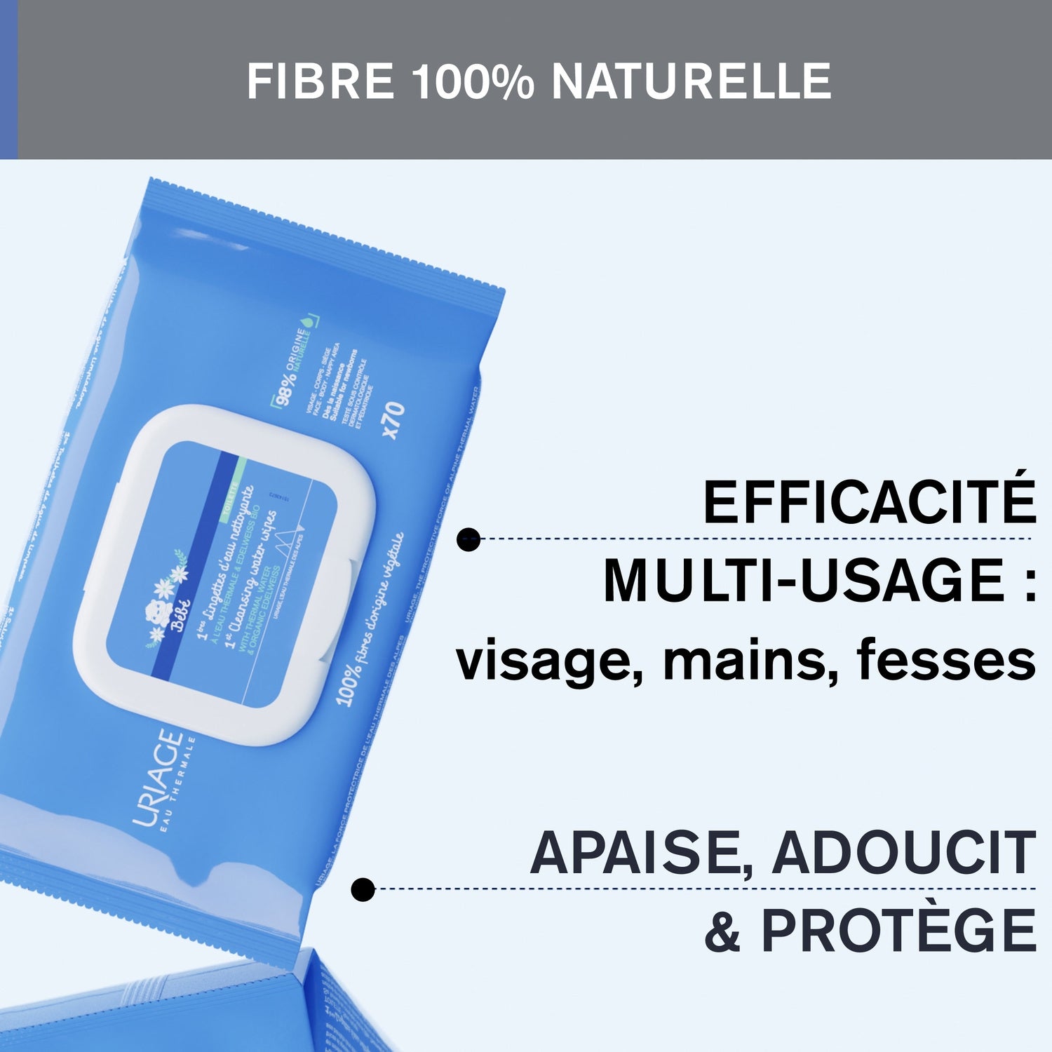 Lingettes bébé à l'Eau Thermale d'Uriage et Edelweiss Bio URIAGE 