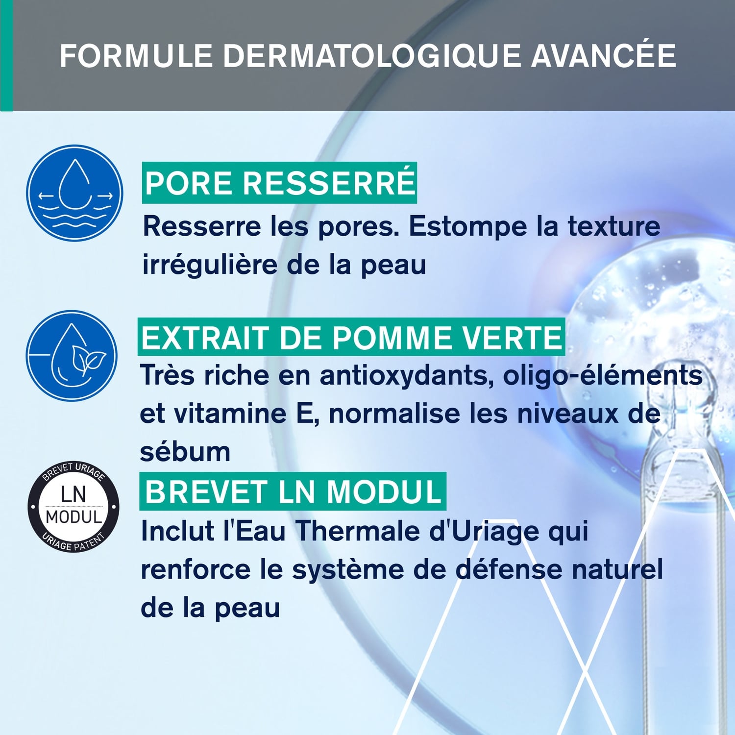 Eau micellaire Visage Yeux Peaux Mixtes à Grasses Thermale Purifiante à l'Extrait de Pomme URIAGE 