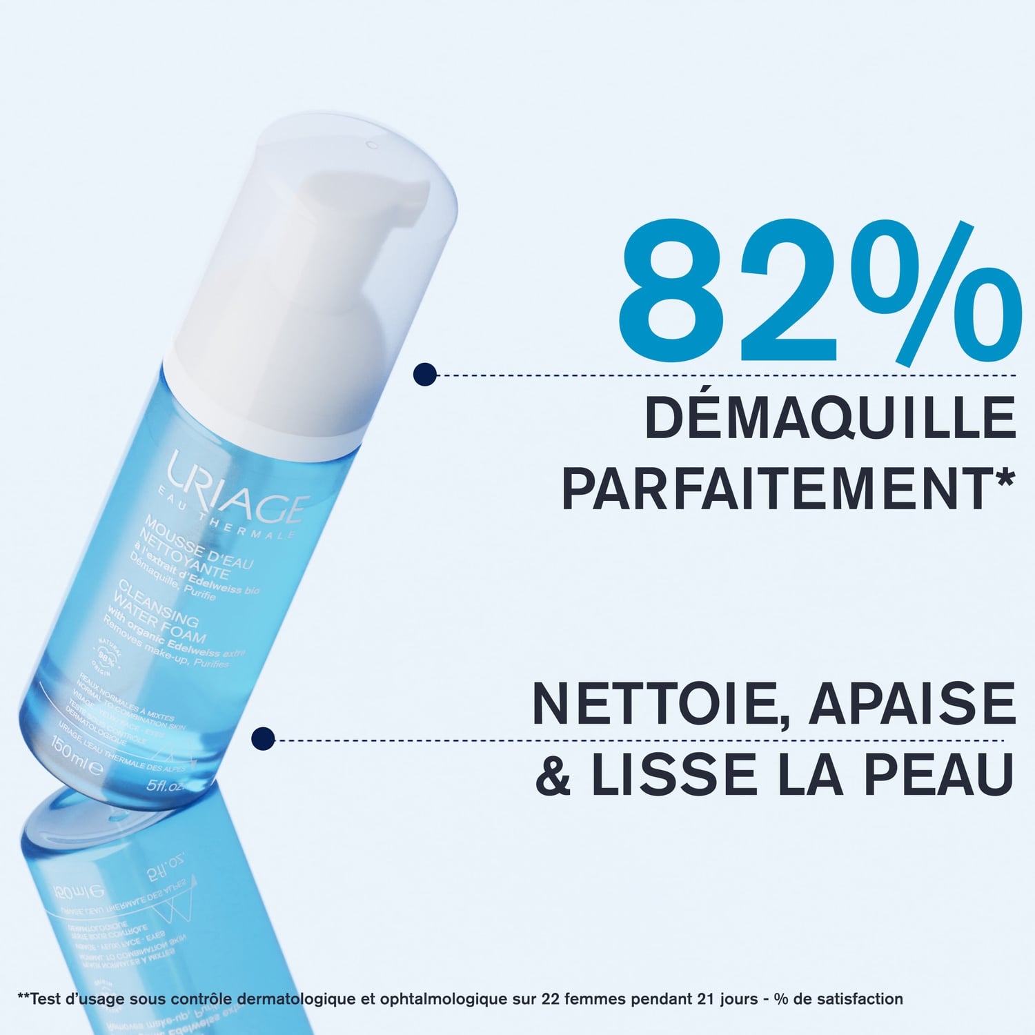 Mousse Visage Toutes Peaux Nettoyante à l'Extrait d'Edelweiss Bio URIAGE 