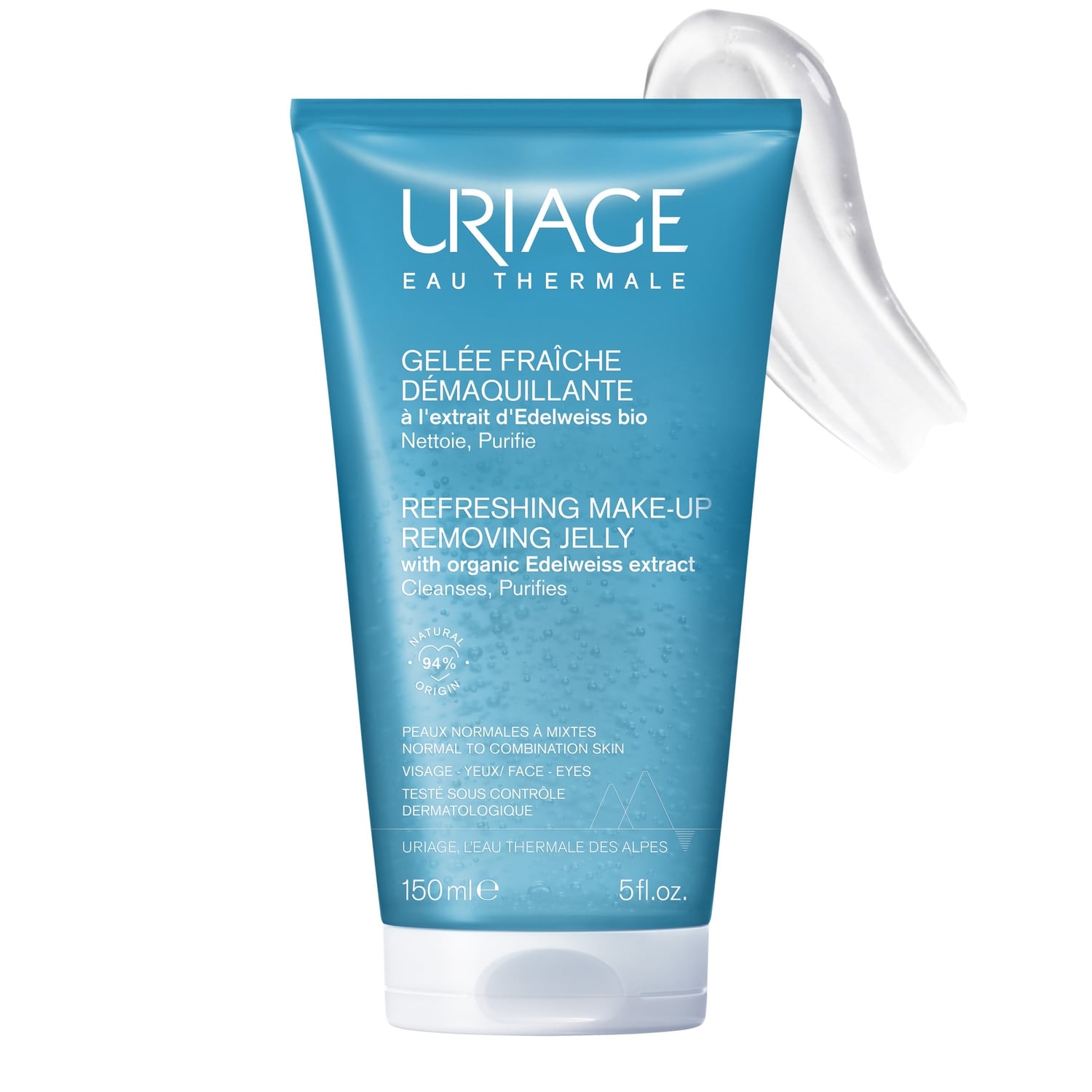 Gel nettoyant Visage Yeux Nettoie et Démaquille en Douceur Enrichie en Eau Thermale et Edelweiss Bio URIAGE 