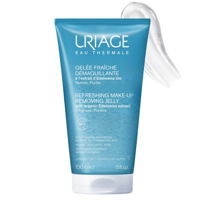 Gel nettoyant Visage Yeux Nettoie et Démaquille en Douceur Enrichie en Eau Thermale et Edelweiss Bio URIAGE 