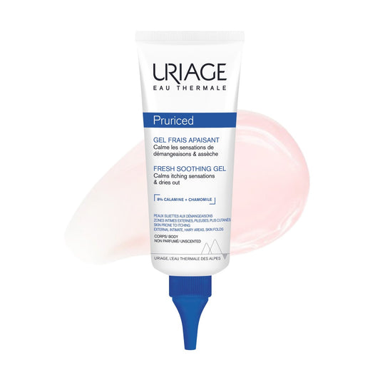 Gel Corps Zones Pileuses et Intimes Peaux Sensibles Frais Apaisant Pruriced URIAGE le tube de 100mL