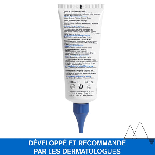 Body Gel for Hairy and Intimate Areas for Sensitive Skin, Fresh and Soothing, Pruriced URIAGE