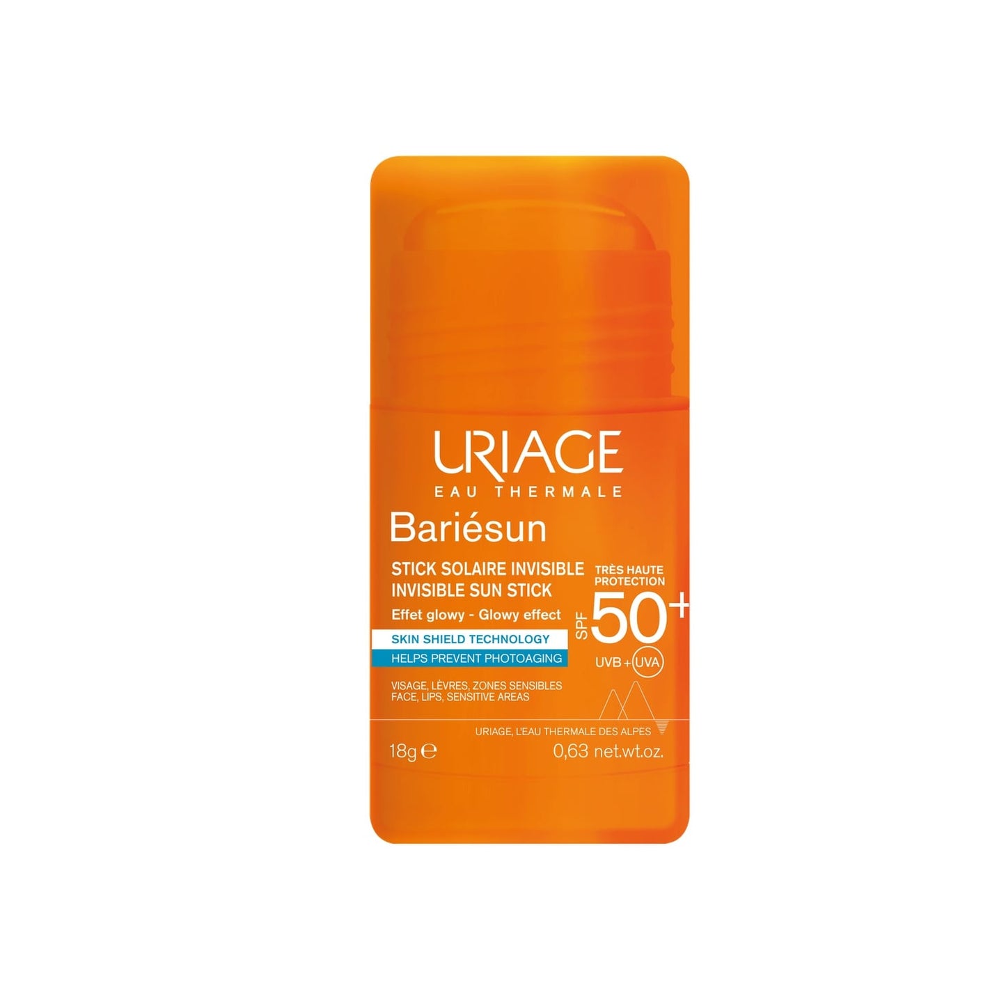Stick solaire Zones Sensibles Invisible Effet Glowy Spf 50+ Bariésun URIAGE 