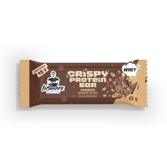 Barre Protéinée Crispy Cookies & Chocolat au Lait INSHAPE NUTRITION la barre de 45g
