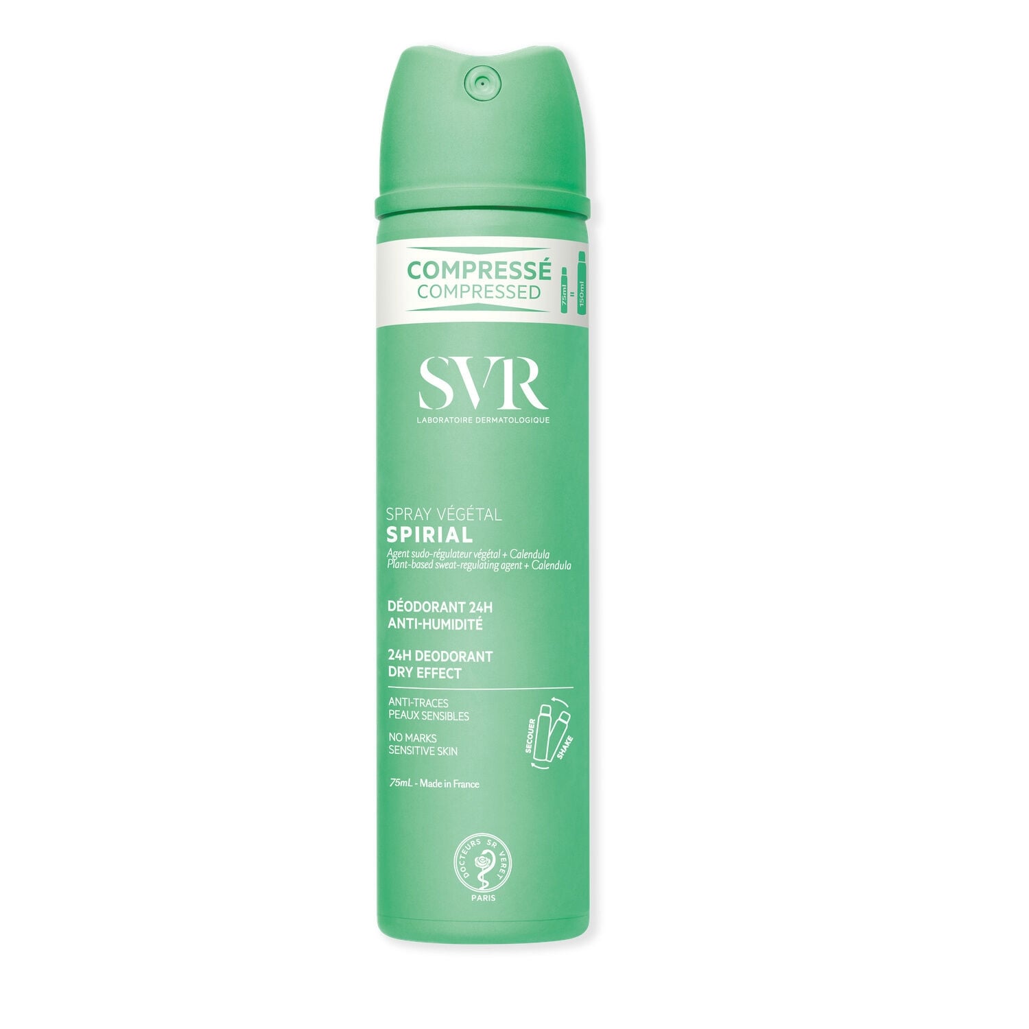 Déodorant Spray Femme Anti-transpirant Efficacité 48h Spirial Végétal LABORATOIRE SVR 