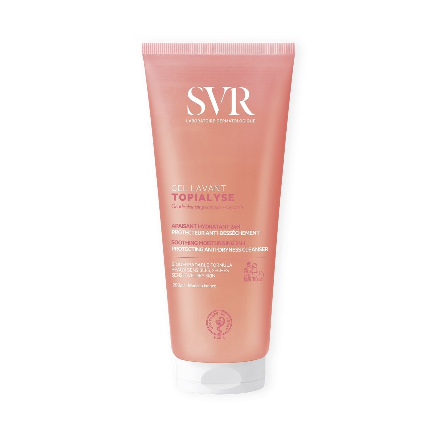 Gel douche Corps Peaux Sensibles et Sèches Anti-dessèchement Sans Savon Topialyse LABORATOIRE SVR 