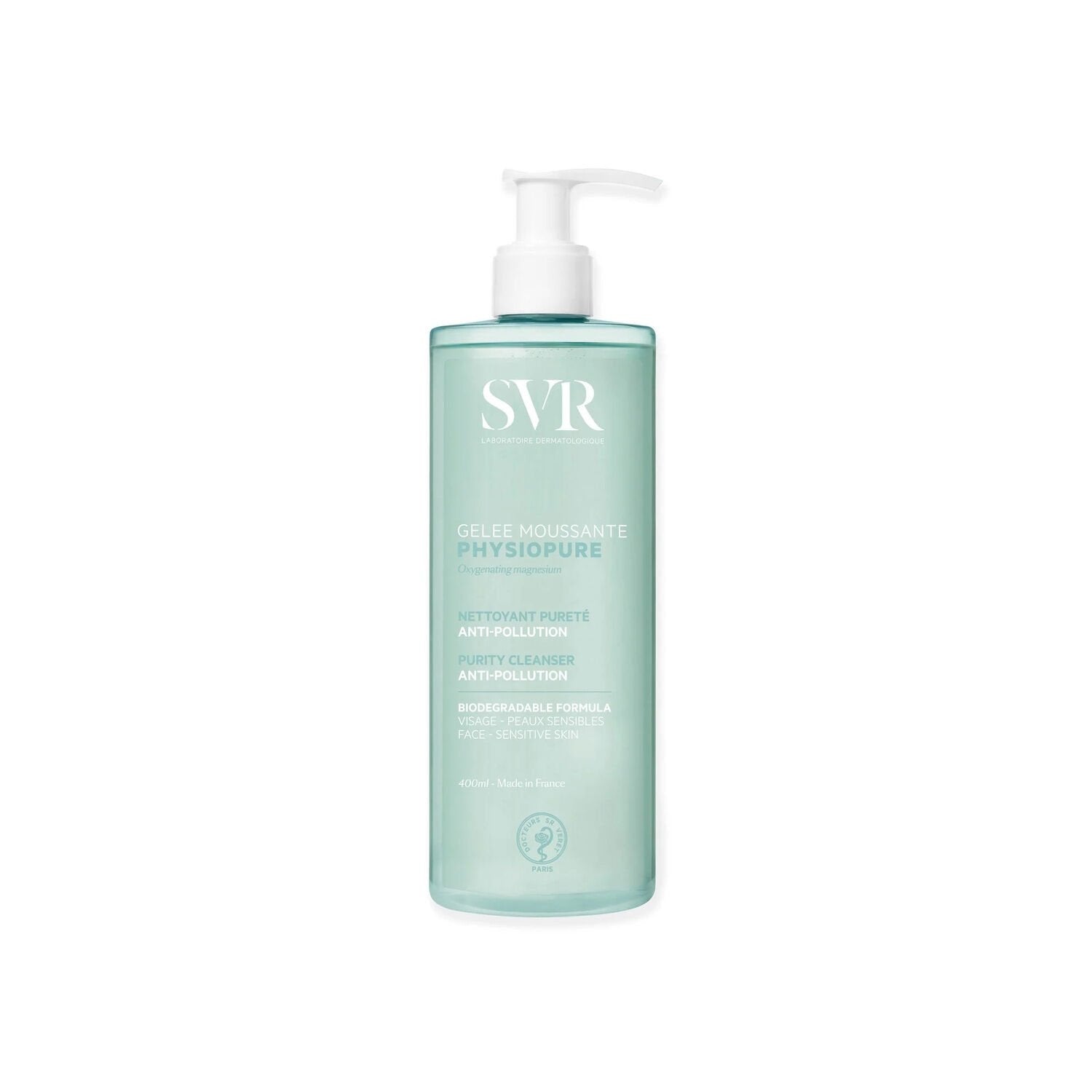 Gelée Moussante Visage Anti-Pollution Physiopure LABORATOIRE SVR le flacon-pompe de 400mL