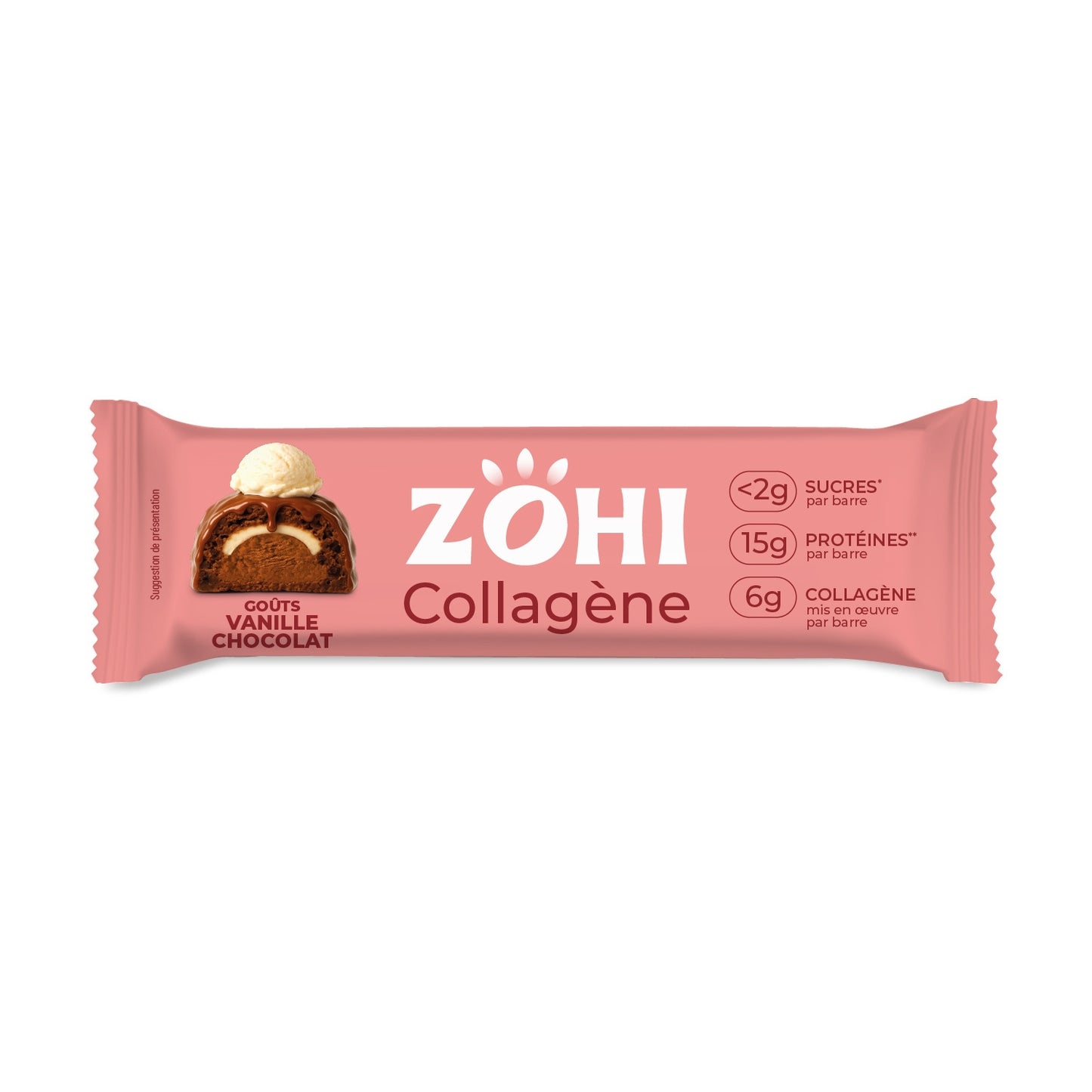 Complément alimentaire Barre Collagene Vanille Chocolat ZOHI 