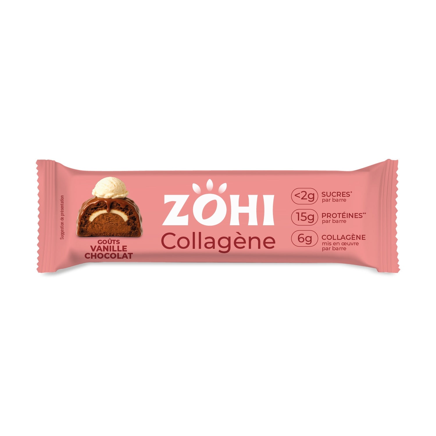 Complément alimentaire Barre Collagene Vanille Chocolat ZOHI 