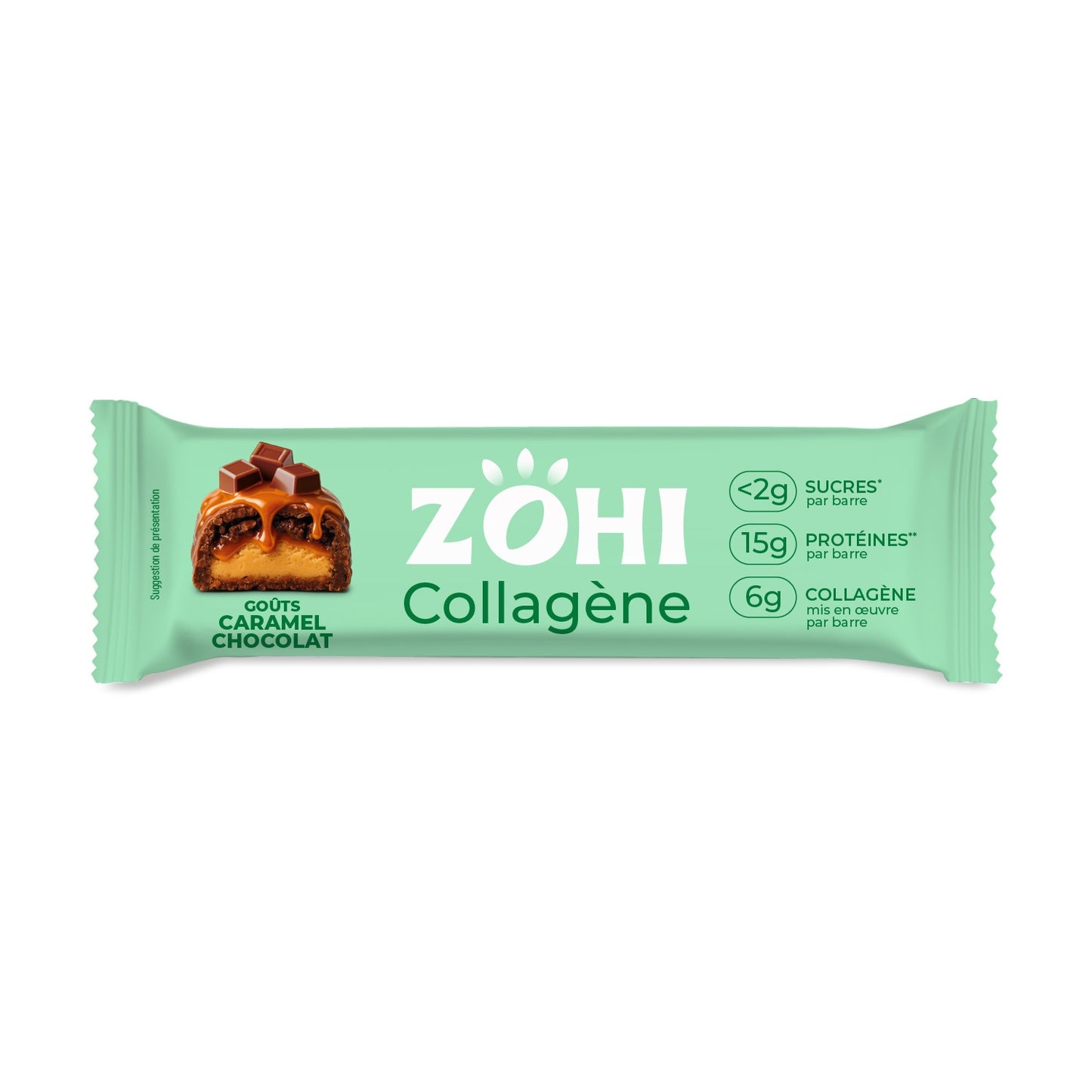 Complément alimentaire Barre Collagene Caramel Chocolat ZOHI 