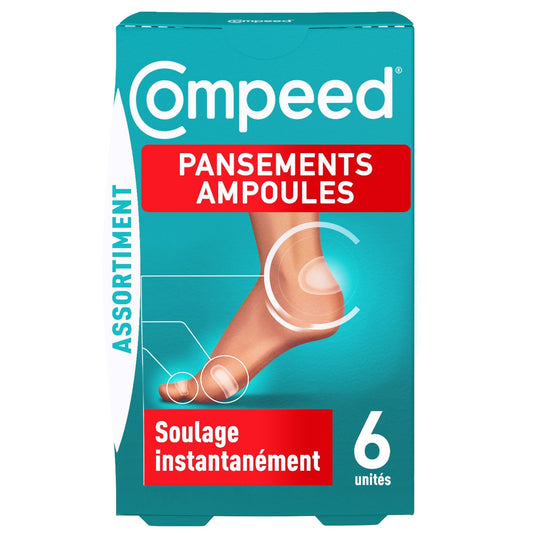 Pansements Ampoule Hydrocolloïde Assortiment COMPEED la boîte de 6 pansements
