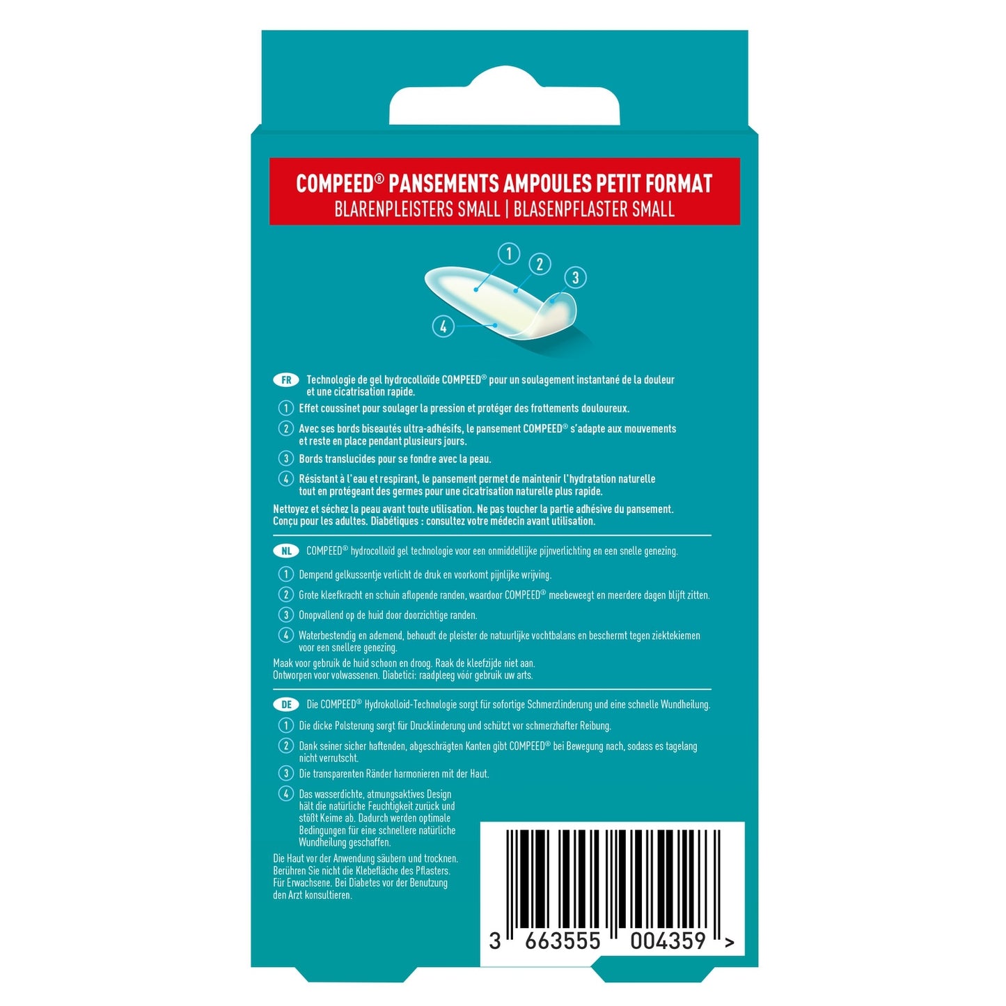 Pansements Ampoules Hydrocolloïde Petite Taille COMPEED