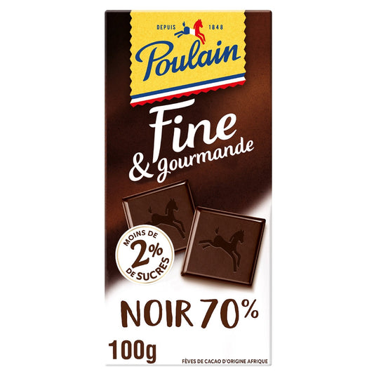 Tablette de Chocolat Noir Fine et Gourmande 70% POULAIN La tablette de 100G