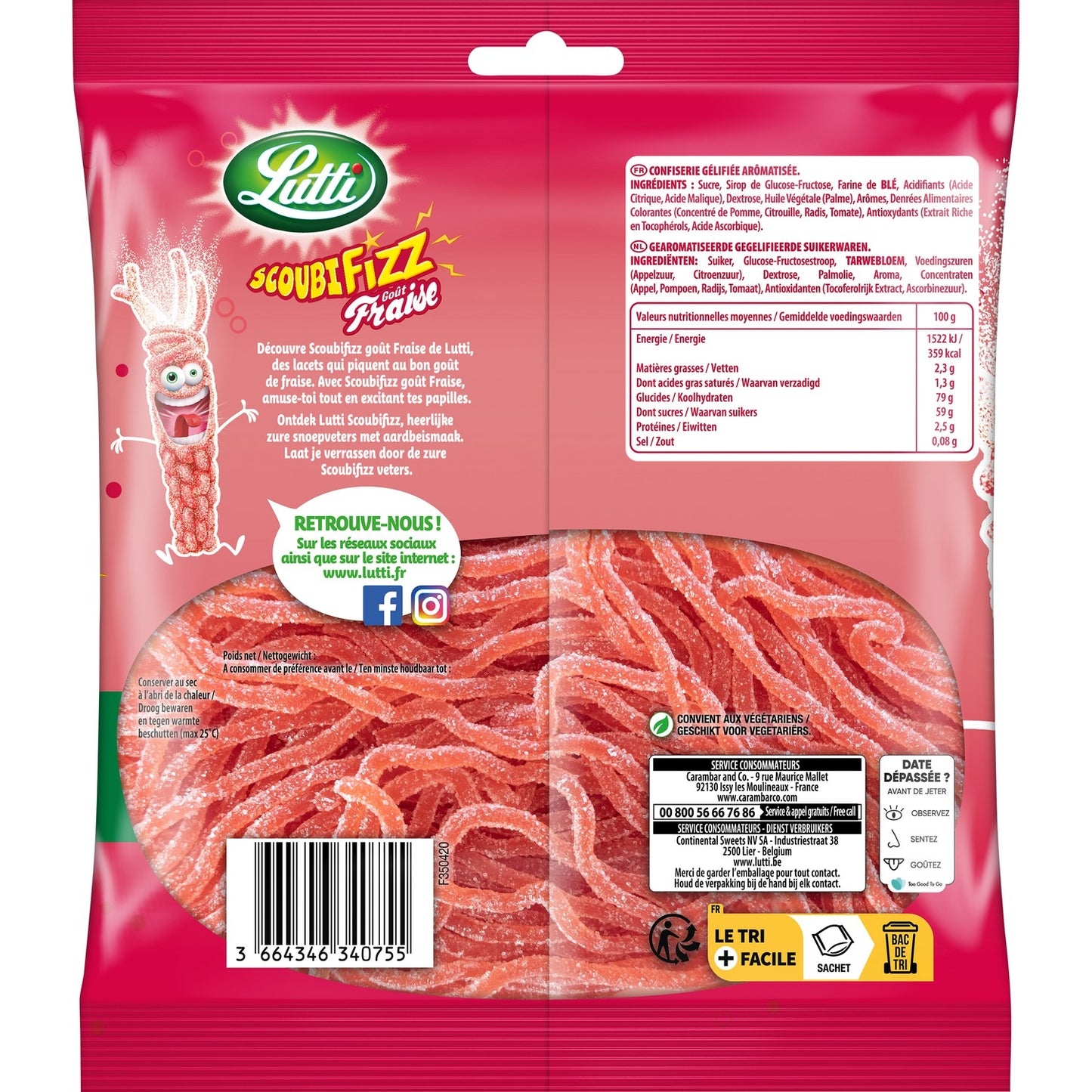 LUTTI Strawberry Scobifizz Candy
