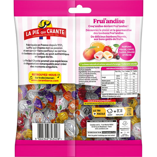 Bonbons assortiment frui'andise aux fruits LA PIE QUI CHANTE 