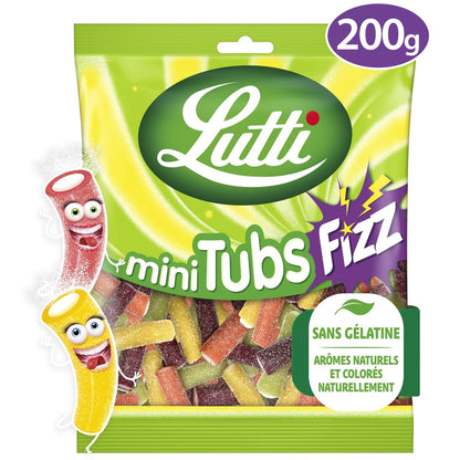 Bonbons mini-tubs fizz piquants aux fruits LUTTI 