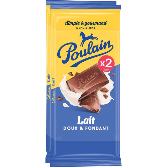 Tablette de Chocolat Lait  Doux & Fondant POULAIN le lot de 2