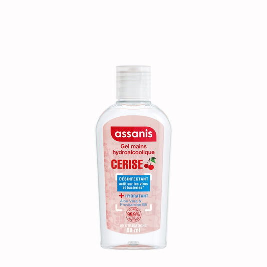 Gel Hydroalcoolique Désinfectant Hydratant Cerise Aloe Vera et Provitamine B5 ASSANIS le flacon de 80mL
